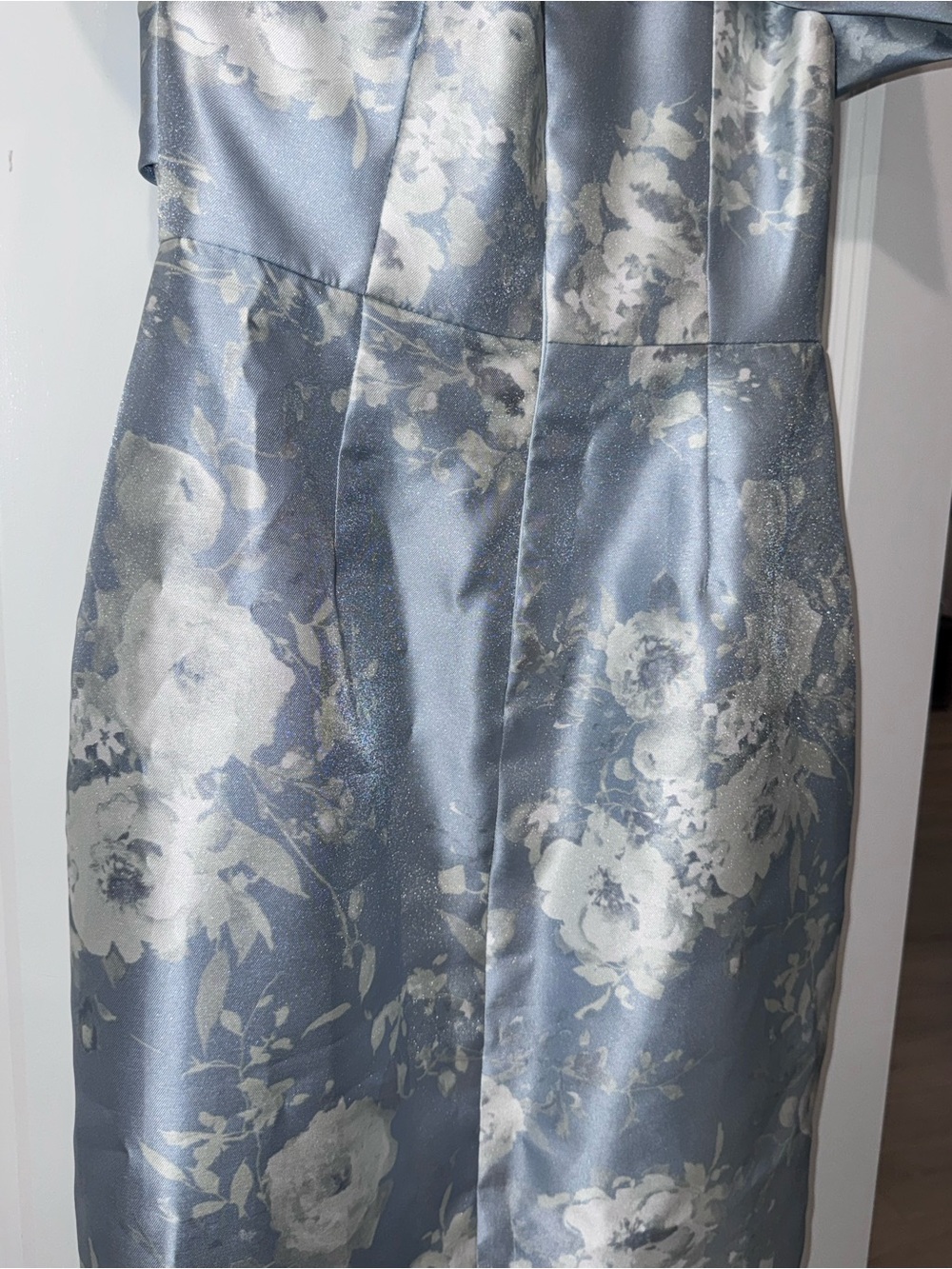 Alfred Sung/Dessy Constance Off-Shoulder Floral Jacquard Gown in Light Blue - Picture 9 of 11
